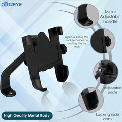 1 Pc Metal Body 360 Degree Bike Mobile Holder Adjustable With Mirror Fitting