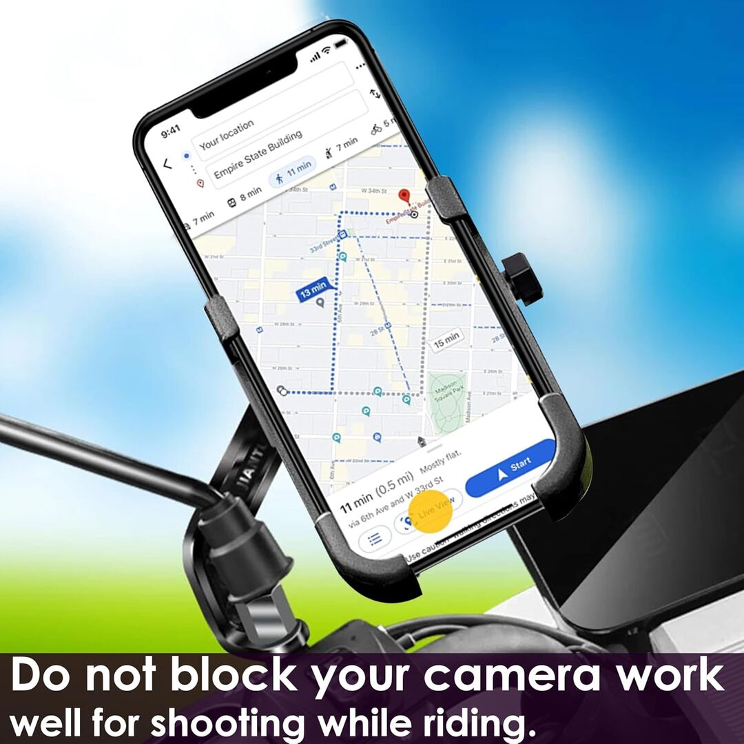 1 Pc Metal Body 360 Degree Bike Mobile Holder Adjustable With Mirror Fitting