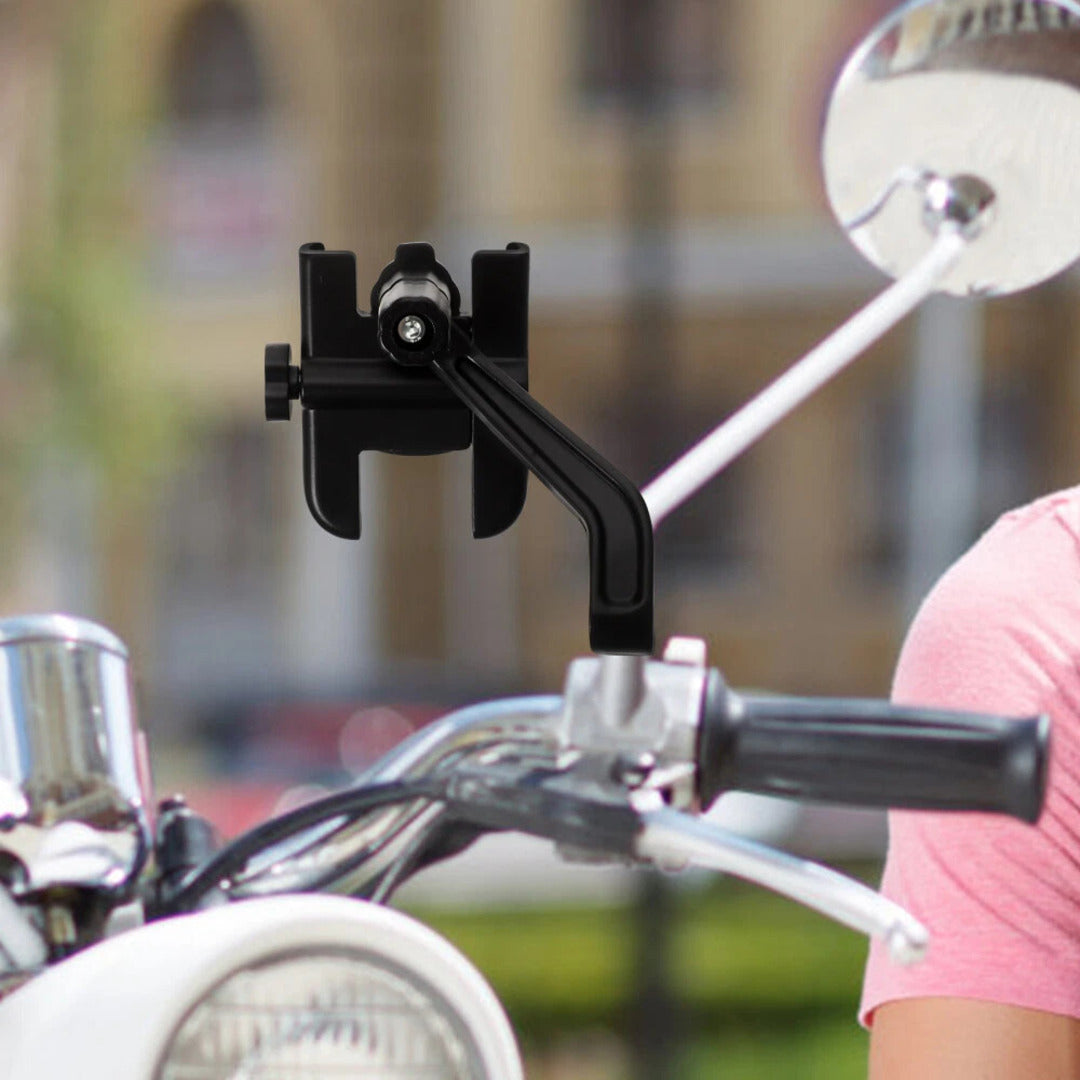 1 Pc Metal Body 360 Degree Bike Mobile Holder Adjustable With Mirror Fitting