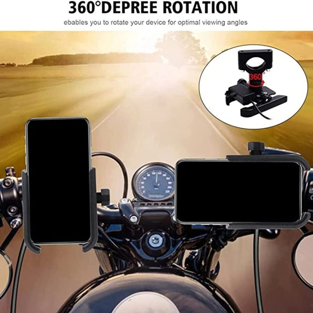 1 Pc HJG Metal Body 360 Degree Bike Mobile Holder With Charger Adjustable