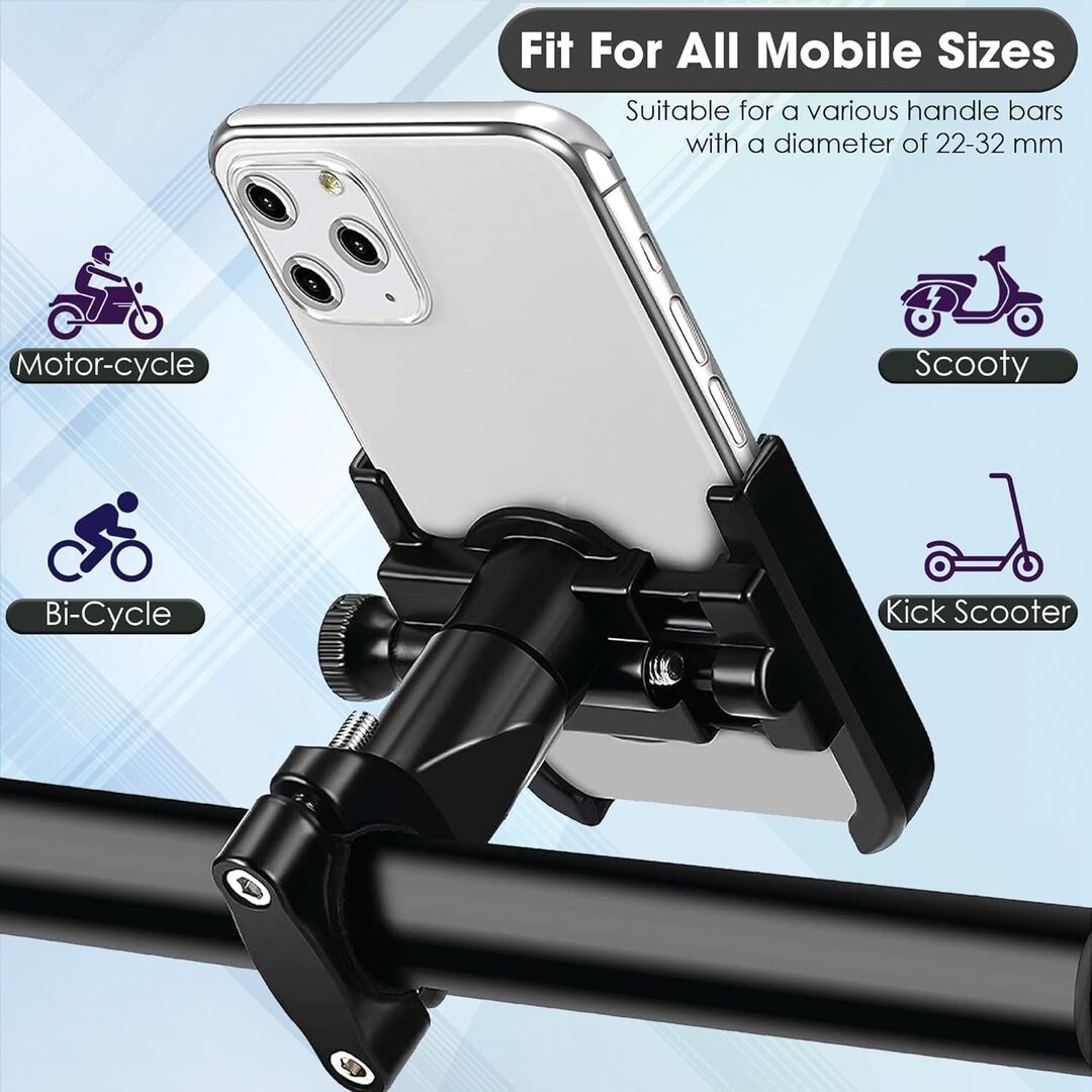 1 Pc HJG Metal Body 360 Degree Bike Mobile Holder With Charger Adjustable