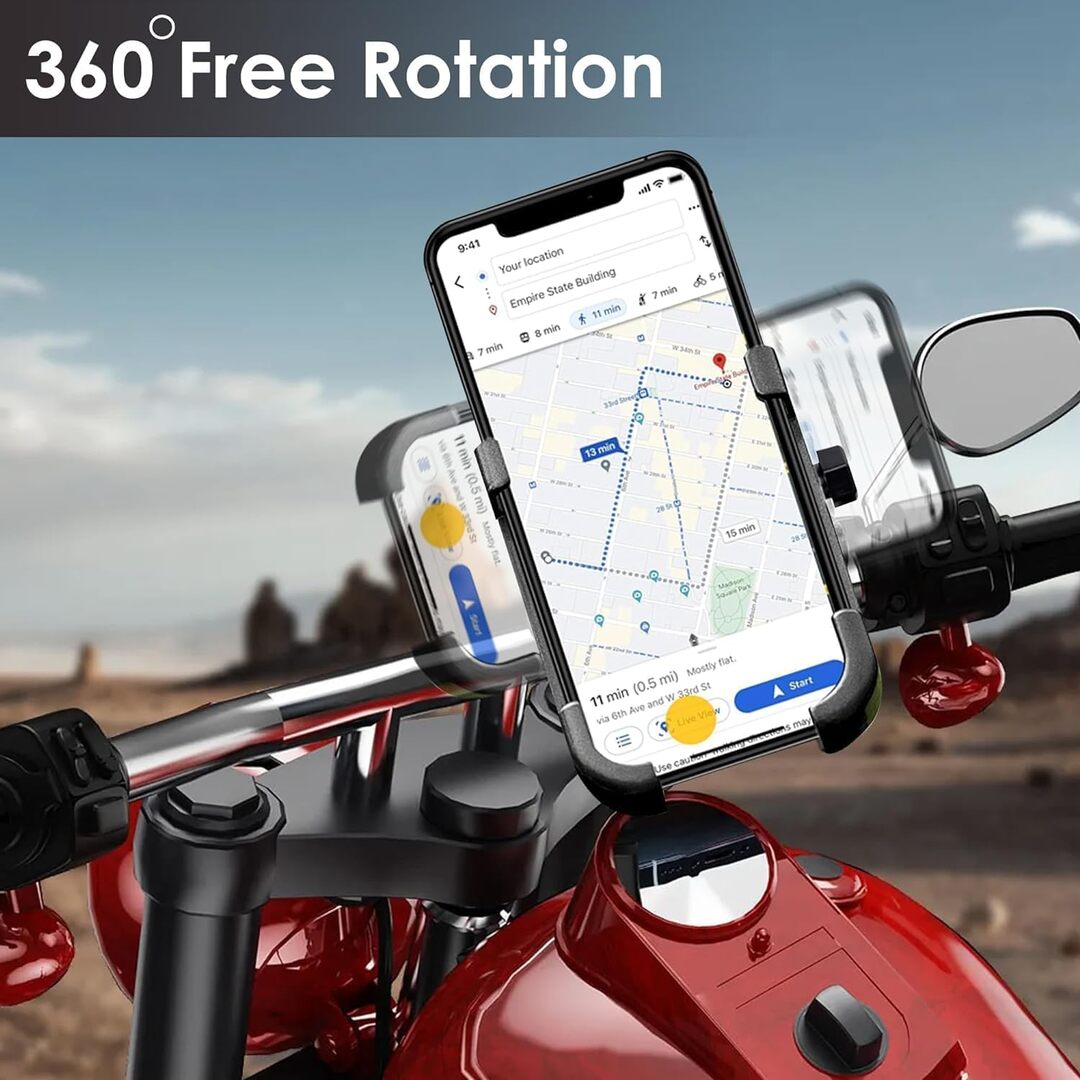 1 Pc HJG Metal Body 360 Degree Bike Mobile Holder With Charger Adjustable