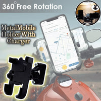 1 Pc  Metal Body 360 Degree Bike Mobile Holder Adjustable With Handle Fitting