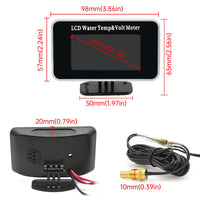 1 Pc M10 Universal 2 in 1 Water Temperature And Voltmeter Gauge with Digital LCD Display