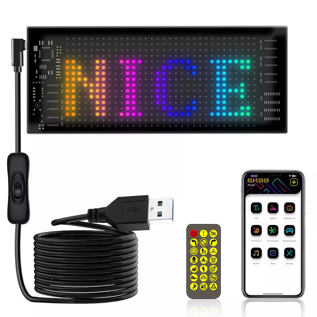 1 Pc Matrix Panel Car LED Display Flexible Screen Art Interactive Digital Frame Bluetooth APP & Remote Controlled Emoji Screen