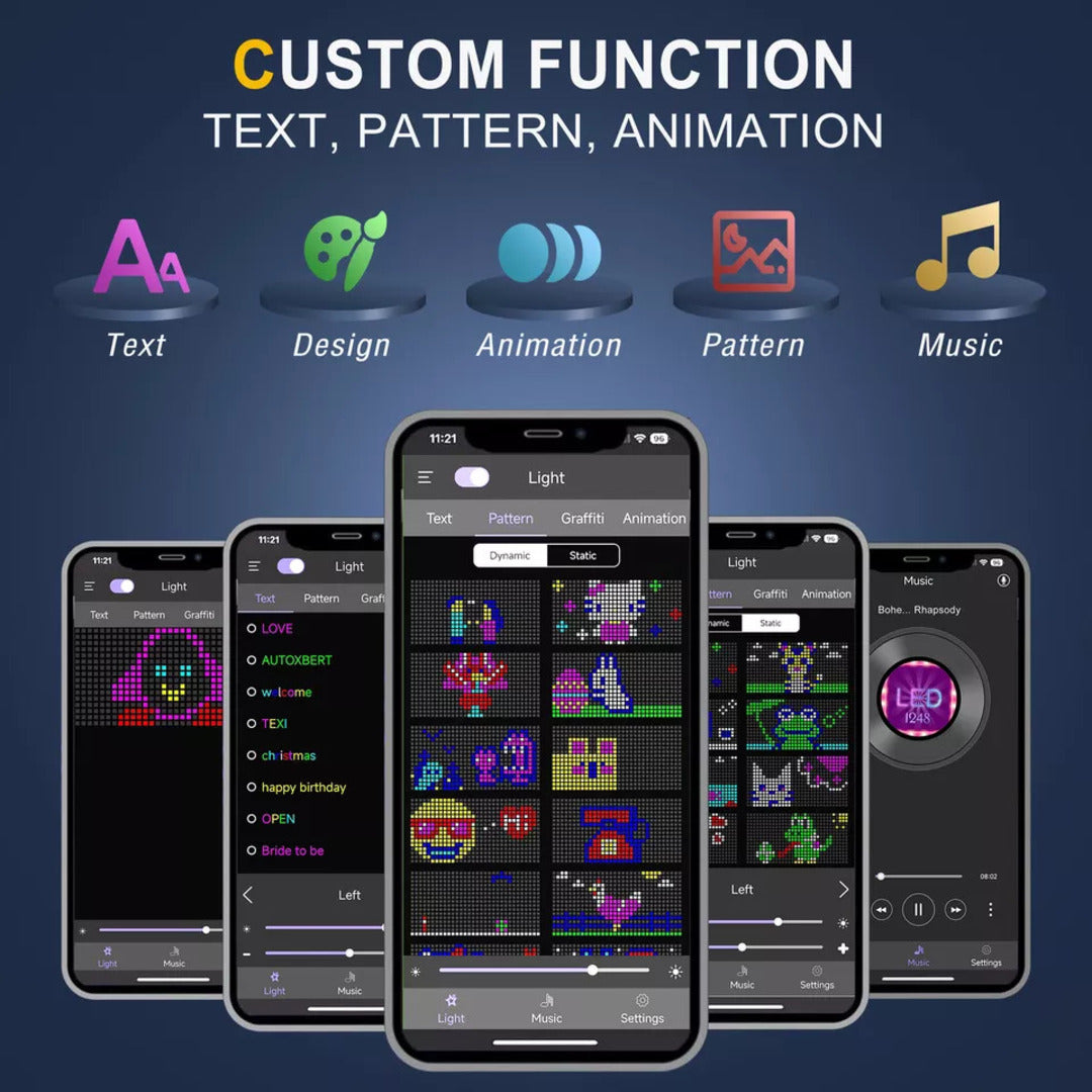 1 Pc Matrix Panel Car LED Display Flexible Screen Art Interactive Digital Frame Bluetooth APP & Remote Controlled Emoji Screen