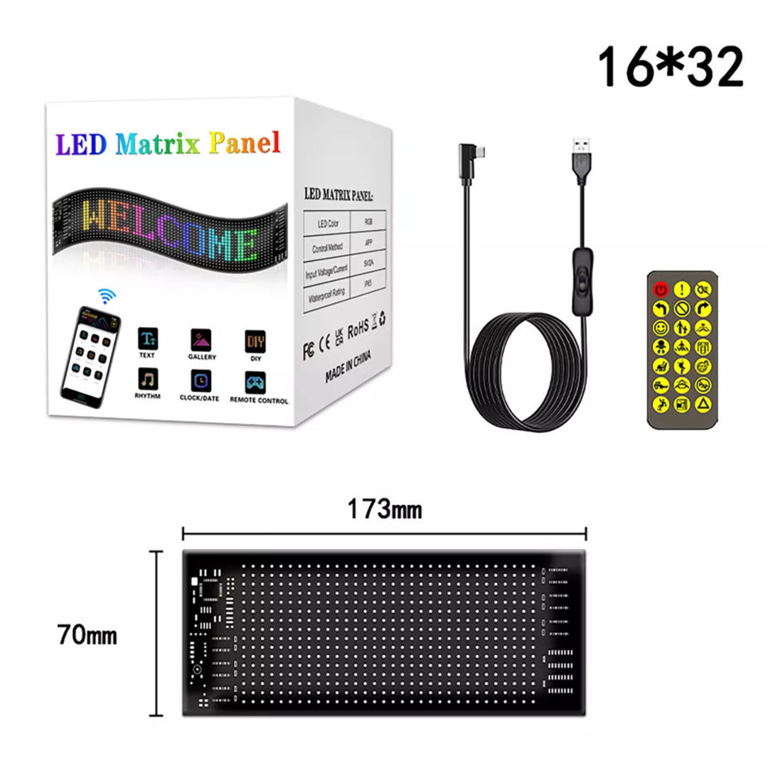 1 Pc Matrix Panel Car LED Display Flexible Screen Art Interactive Digital Frame Bluetooth APP & Remote Controlled Emoji Screen