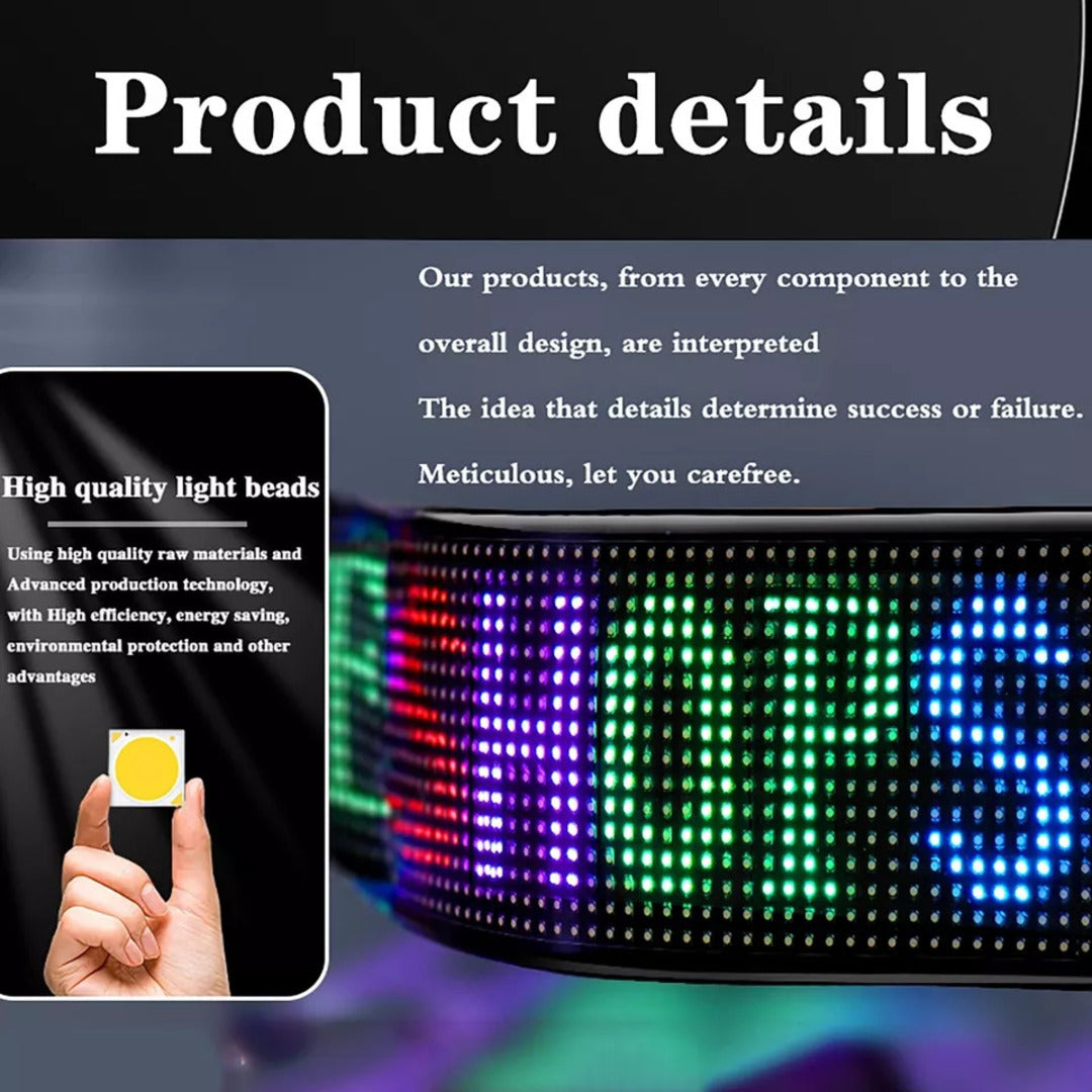 1 Pc Matrix Panel Car LED Display Flexible Screen Art Interactive Digital Frame Bluetooth APP & Remote Controlled Emoji Screen