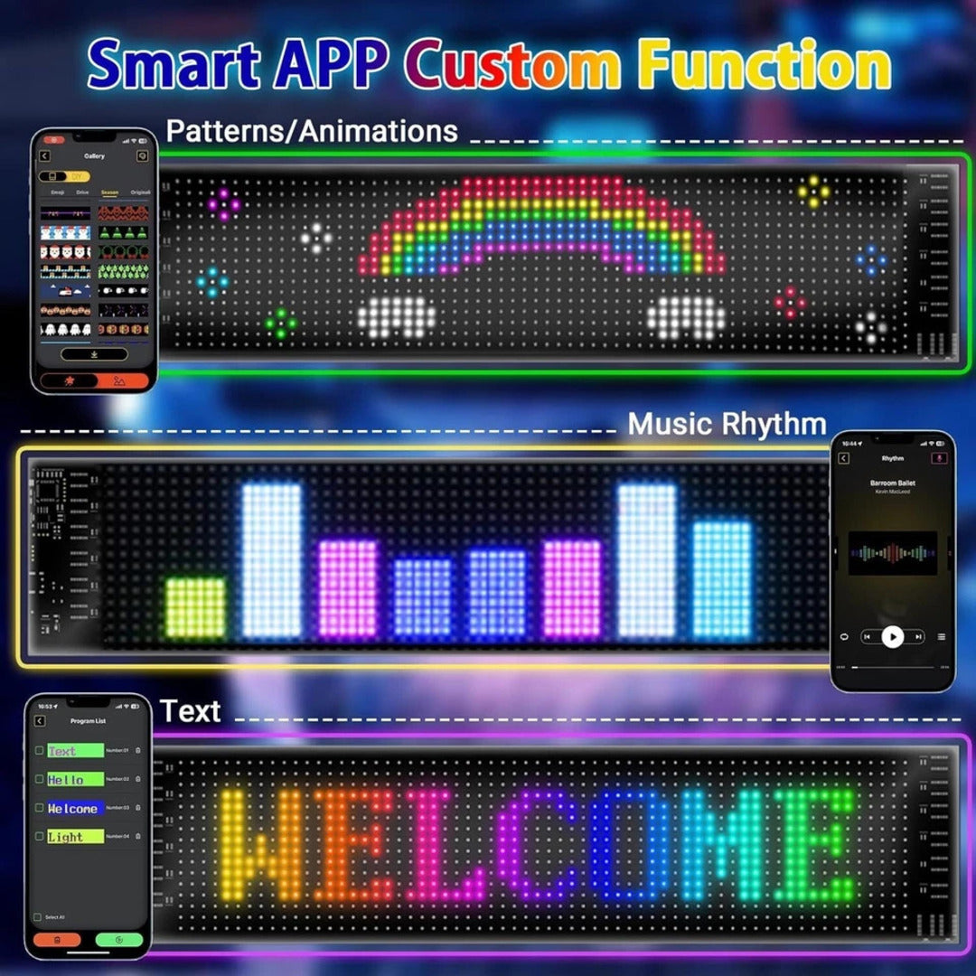 1 Pc Matrix Panel Car LED Display Flexible Screen Art Interactive Digital Frame Bluetooth APP & Remote Controlled Emoji Screen