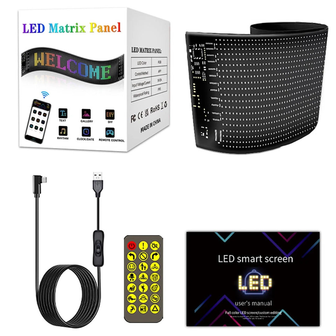1 Pc Matrix Panel Car LED Display Flexible Screen Art Interactive Digital Frame Bluetooth APP & Remote Controlled Emoji Screen
