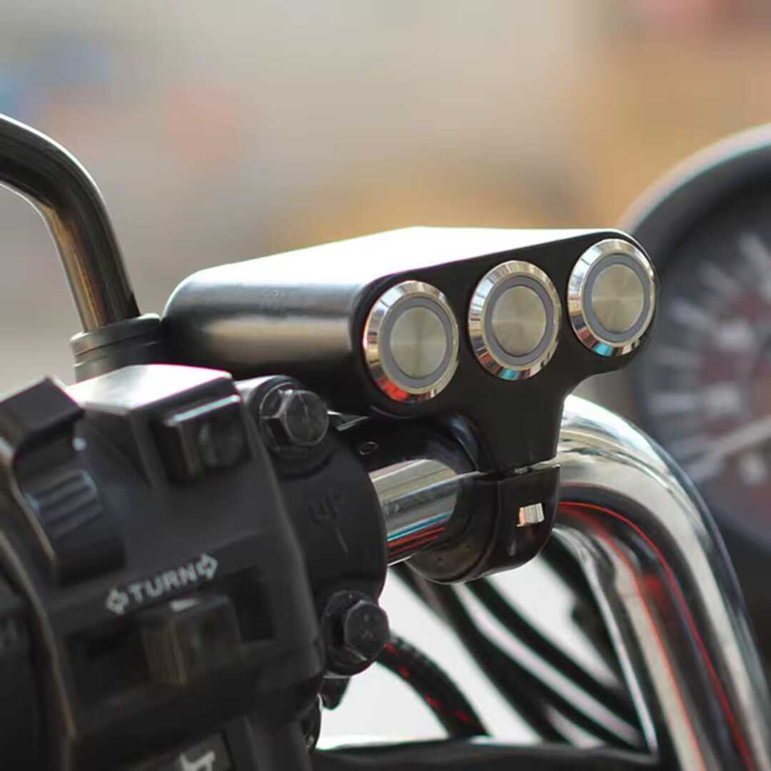 1 Pc Motorcycle 3in1 Handlebar Metal Switch Adjustable Mount Button Waterproof ON-OFF Buttons For Headlight With Different Color Led Function