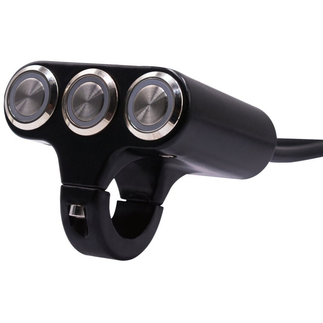 1 Pc Motorcycle 3in1 Handlebar Metal Switch Adjustable Mount Button Waterproof ON-OFF Buttons For Headlight With Blue Color Led Function