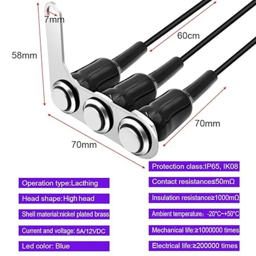 1 Pc Motorcycle 3in1 Switch Handlebar Adjustable Mount Waterproof Switches ON-OFF Buttons For Headlight With Led Function