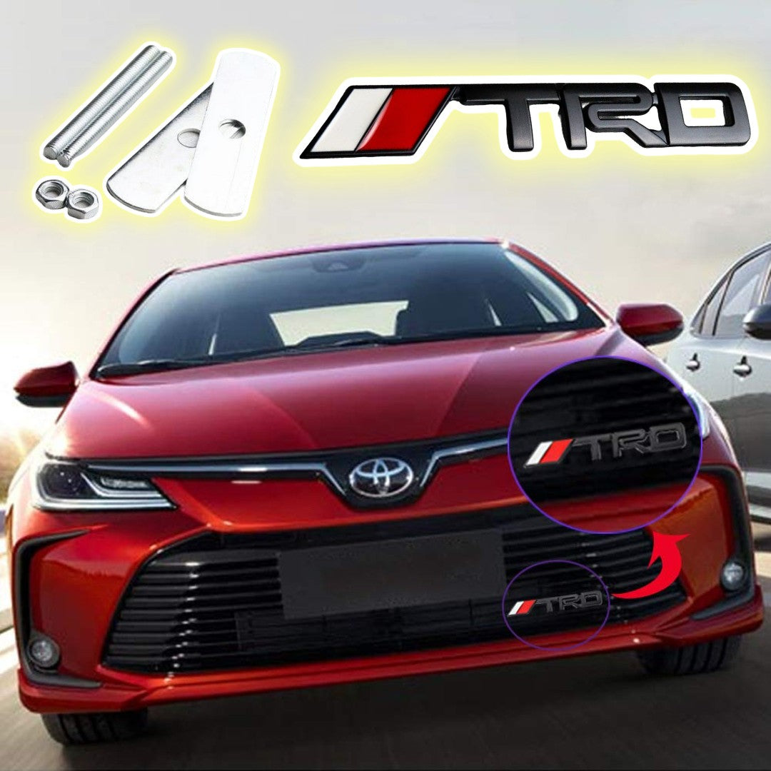 1 Pc TRD Matt Black 3D Metal Front Grille Logo with Screws