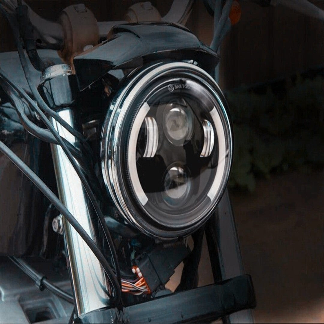 1 Pc Universal 5.75 Round Alien Eye Harlay Style Headlights With DRL & Indicator For Bikes And Cars 2 Pcs Set