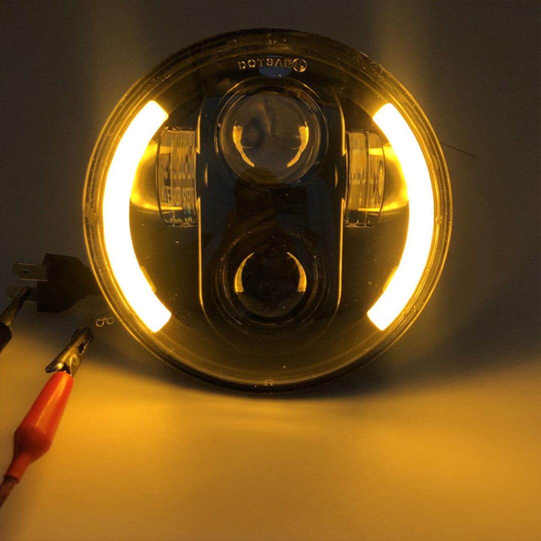 1 Pc Universal 5.75 Round Alien Eye Harlay Style Headlights With DRL & Indicator For Bikes And Cars 2 Pcs Set