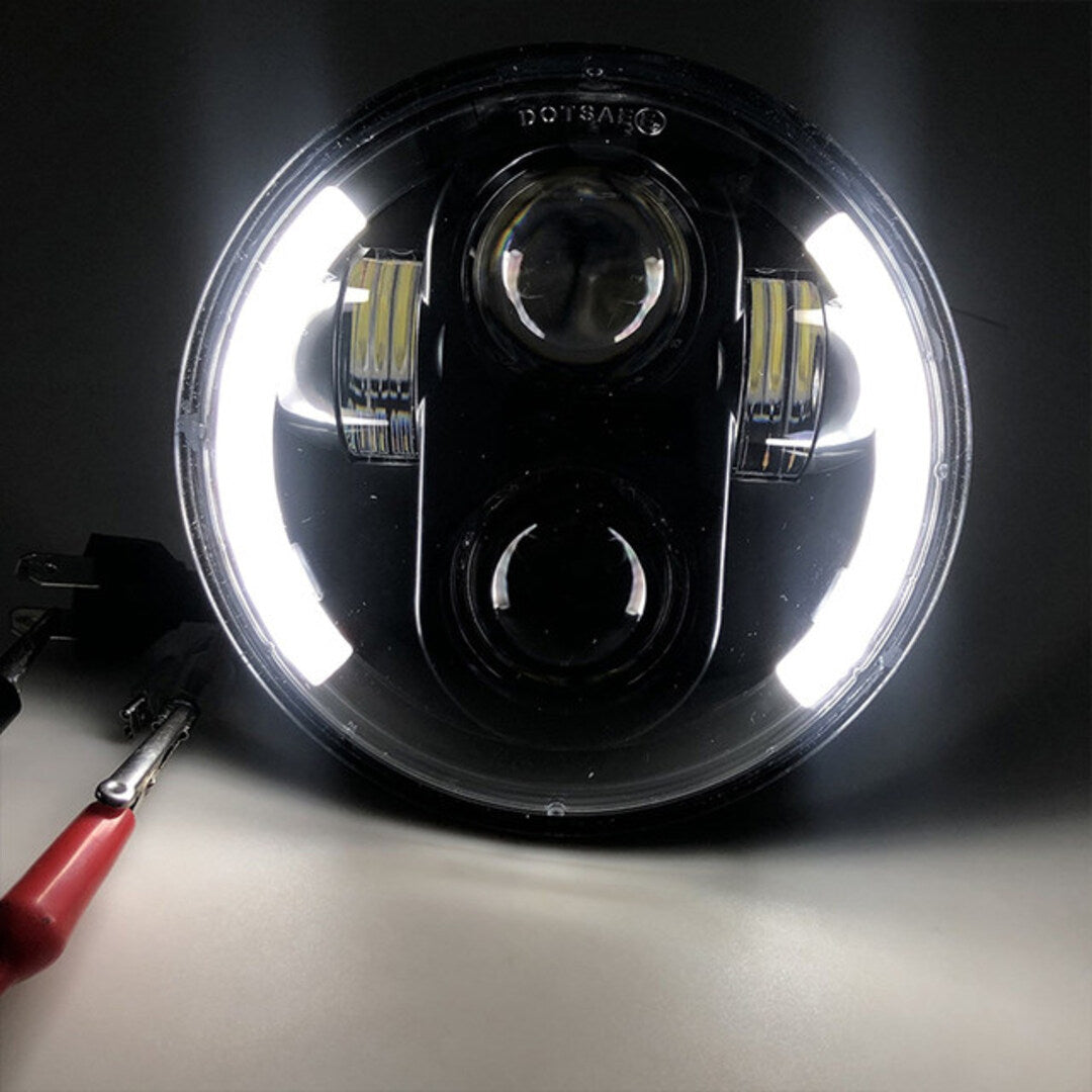 1 Pc Universal 5.75 Round Alien Eye Harlay Style Headlights With DRL & Indicator For Bikes And Cars 2 Pcs Set
