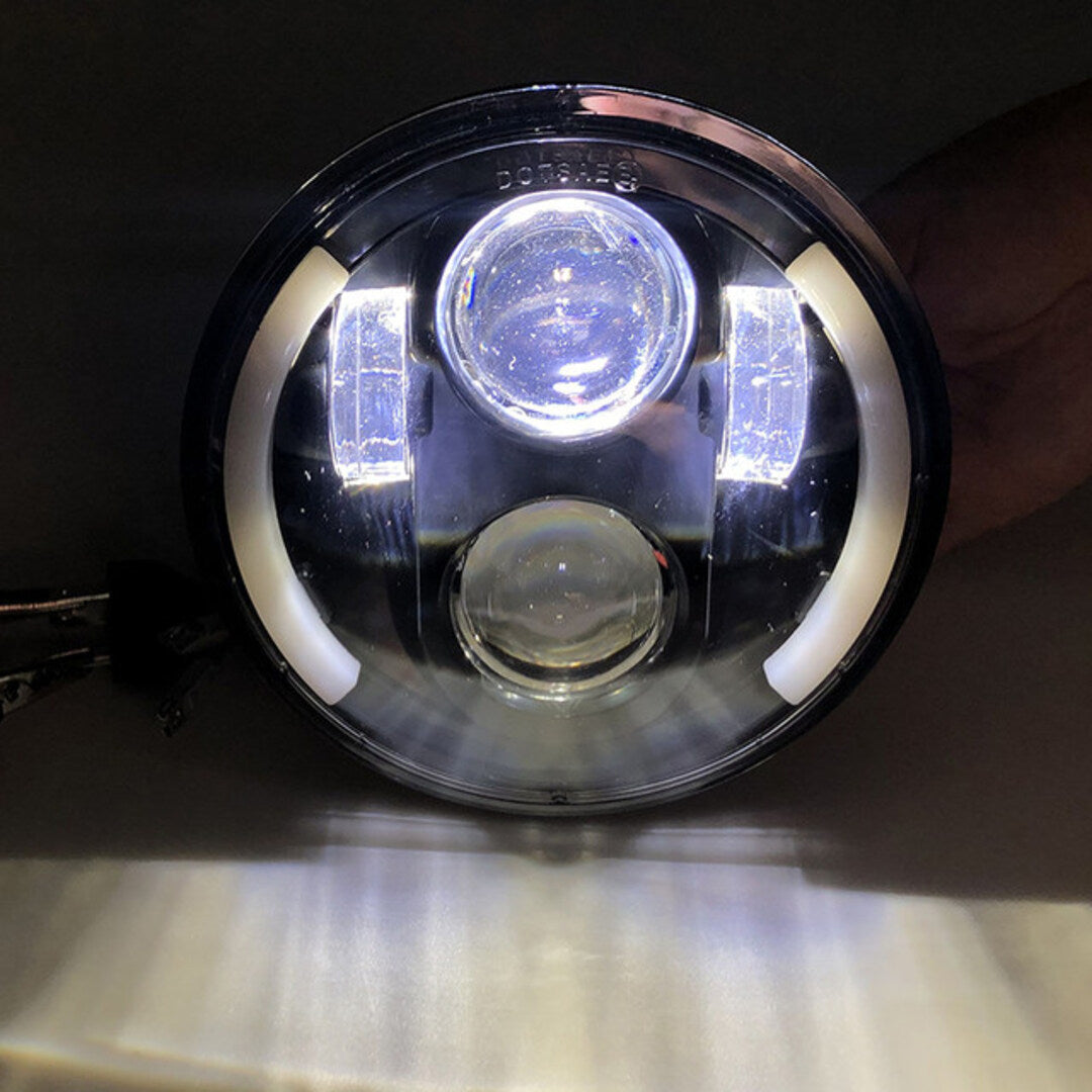 1 Pc Universal 5.75 Round Alien Eye Harlay Style Headlights With DRL & Indicator For Bikes And Cars 2 Pcs Set