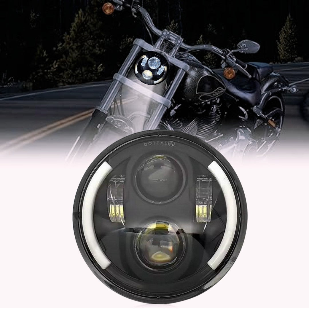 1 Pc Universal 5.75 Round Alien Eye Harlay Style Headlights With DRL & Indicator For Bikes And Cars 2 Pcs Set
