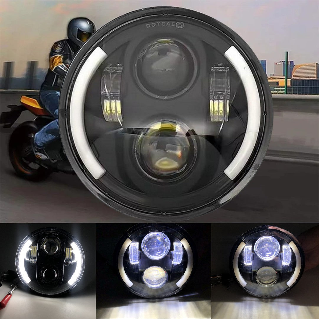 1 Pc Universal 5.75 Round Alien Eye Harlay Style Headlights With DRL & Indicator For Bikes And Cars 2 Pcs Set