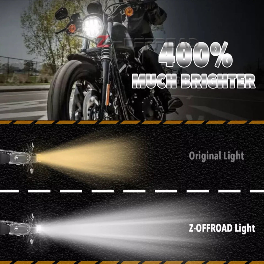 1 Pc Universal 5.75 Round Alien Eye Harlay Style Headlights With DRL & Indicator For Bikes And Cars 2 Pcs Set