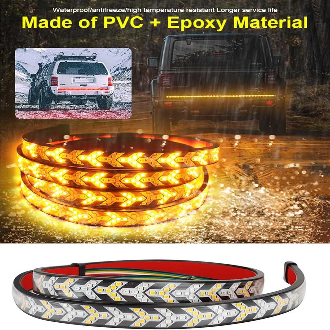 1 Pc Universal 60 Inch Jeep Flexible Tail light Strip With Flowing Turn Signals Led Function