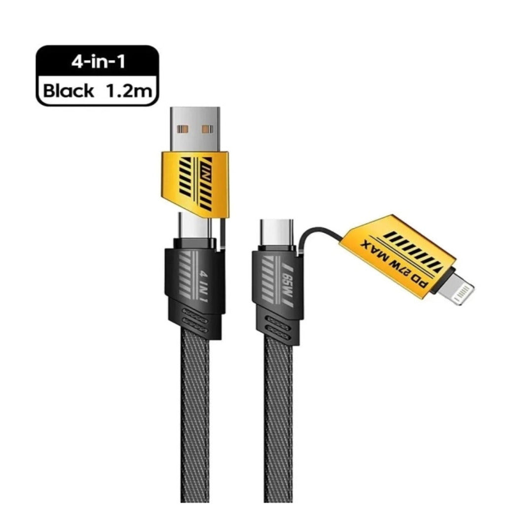 1 Pc Universal 65W/27W 4 in 1 Charging Data Transfer Cable In Premium Quality