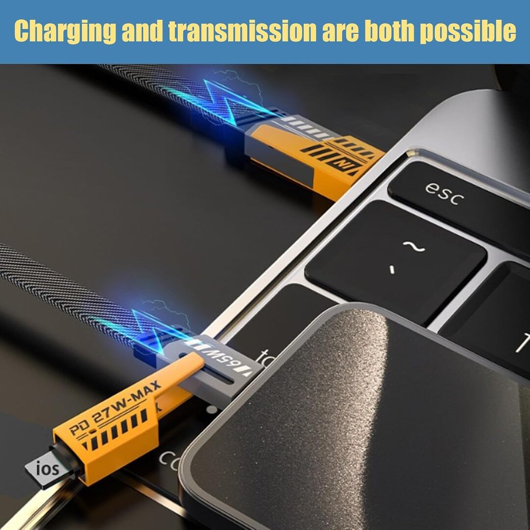1 Pc Universal 65W/27W 4 in 1 Charging Data Transfer Cable In Premium Quality