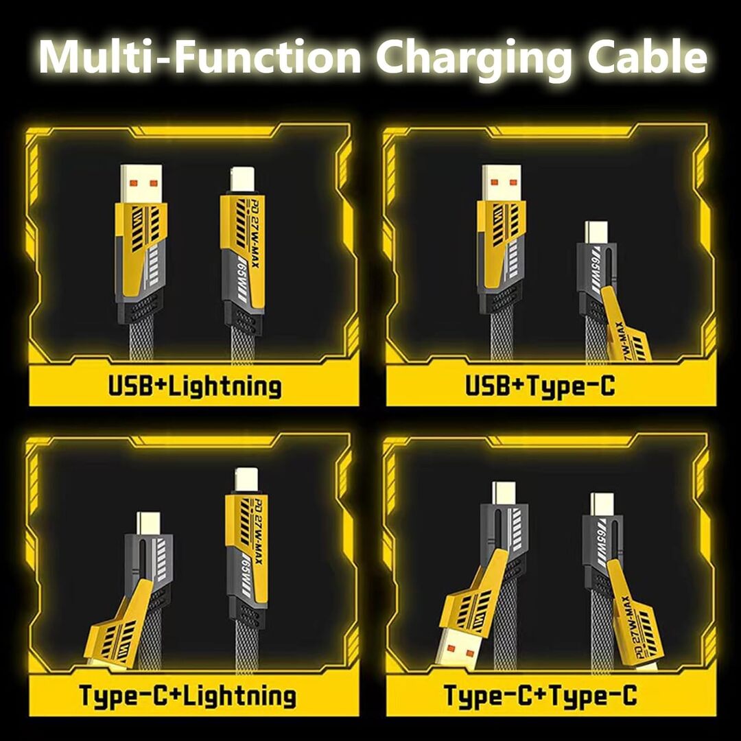 1 Pc Universal 65W/27W 4 in 1 Charging Data Transfer Cable In Premium Quality