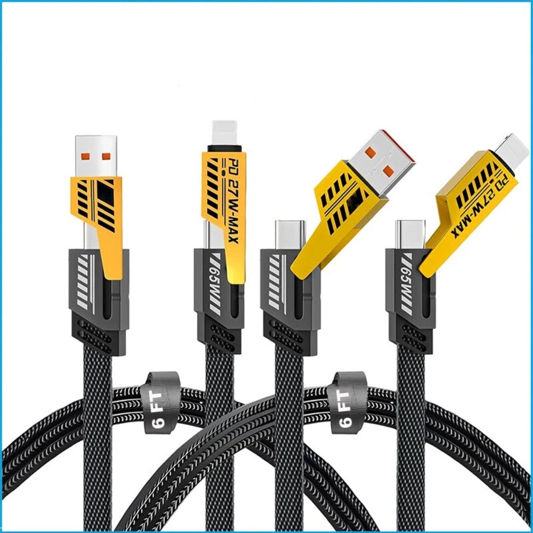 1 Pc Universal 65W/27W 4 in 1 Charging Data Transfer Cable In Premium Quality