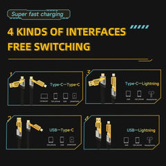 1 Pc Universal 65W/27W 4 in 1 Charging Data Transfer Cable In Premium Quality