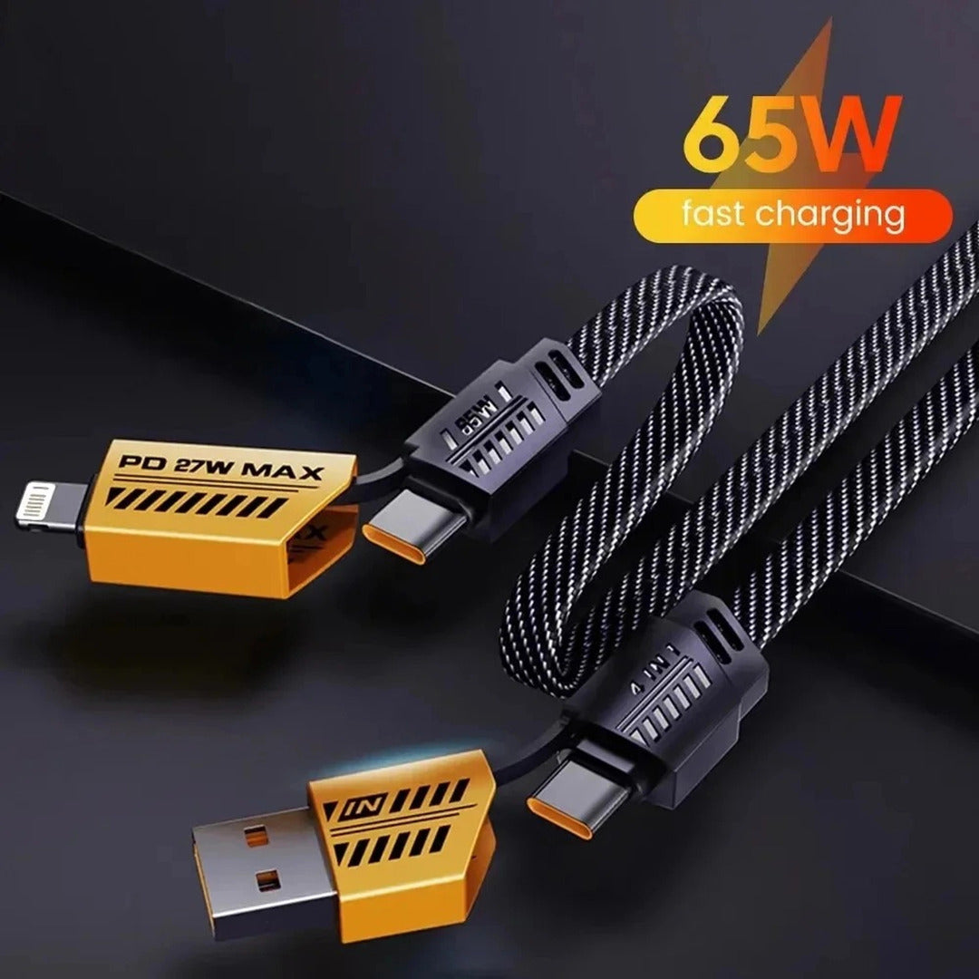1 Pc Universal 65W/27W 4 in 1 Charging Data Transfer Cable In Premium Quality