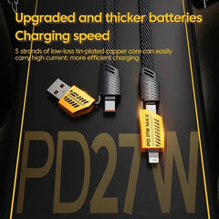 1 Pc Universal 65W/27W 4 in 1 Charging Data Transfer Cable In Premium Quality