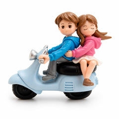 Universal Cute Romantic Couple Sitting On The Scooter Character Decoration Accessories For Car
