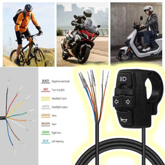 1 Pc Universal Bike Handle Grip Buttons Horn Light And Turn Signal Function Switch