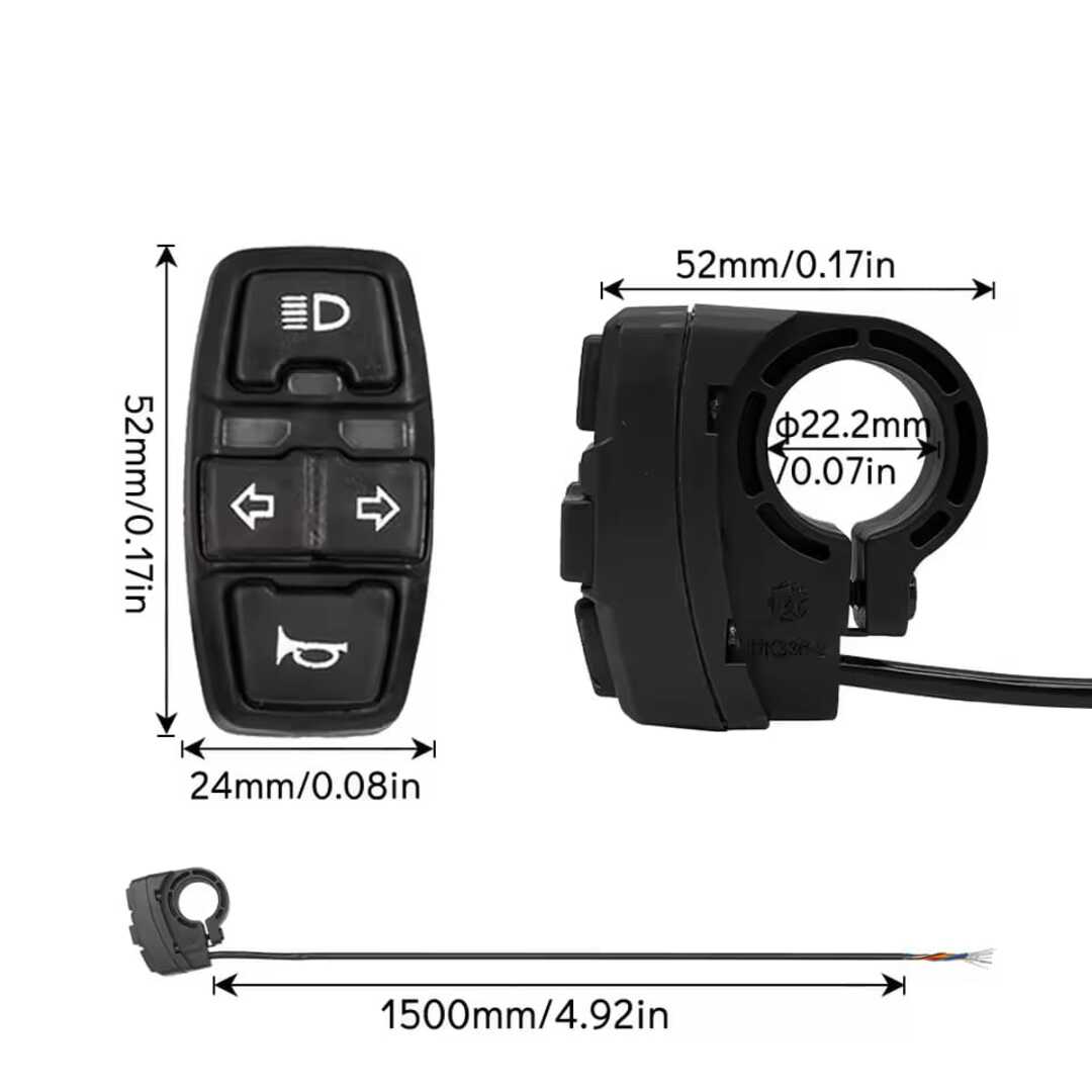 1 Pc Universal Bike Handle Grip Buttons Horn Light And Turn Signal Function Switch