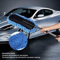1 Pc Universal Car Exterior Duster with Stainless Steel Retractable Handle for Effortless Car Dusting Anti Scratch Microfiber Feather