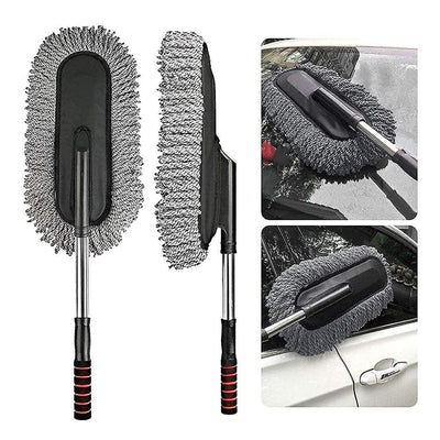 1 Pc Universal Car Exterior Duster with Stainless Steel Retractable Handle for Effortless Car Dusting Anti Scratch Microfiber Feather