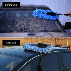 1 Pc Universal Car Exterior Duster with Stainless Steel Retractable Handle for Effortless Car Dusting Anti Scratch Microfiber Feather