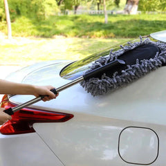1 Pc Universal Car Exterior Duster with Stainless Steel Retractable Handle for Effortless Car Dusting Anti Scratch Microfiber Feather