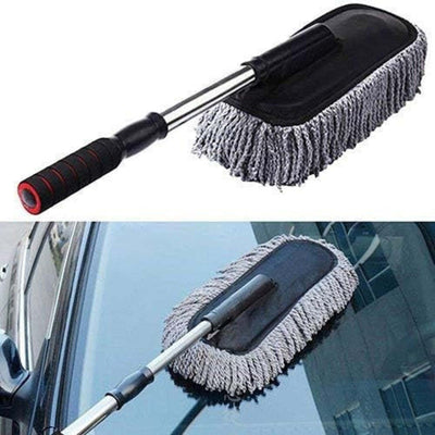 1 Pc Universal Car Exterior Duster with Stainless Steel Retractable Handle for Effortless Car Dusting Anti Scratch Microfiber Feather