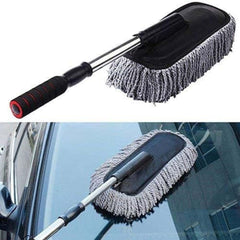 1 Pc Universal Car Exterior Duster with Stainless Steel Retractable Handle for Effortless Car Dusting Anti Scratch Microfiber Feather