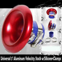 1 Pc Universal Cold Air Intake Open Turbo Aluminum Velocity Stack With Silicon Pipe For Car (Red)