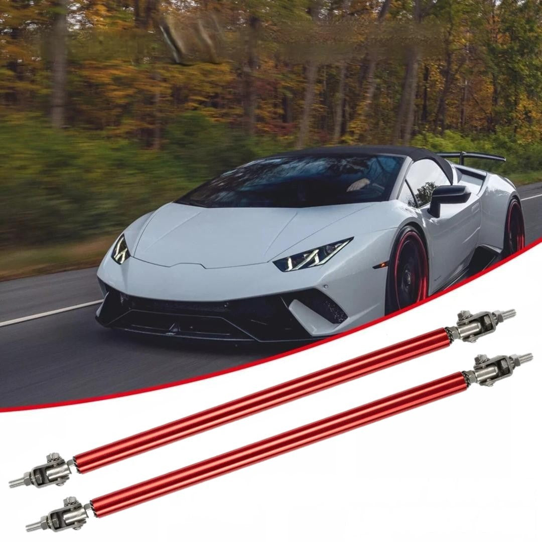 2 Pcs Set Universal Adjustable Red Bumper Splitter Lip Spoiler Support Canard Rod For Cars (Large)