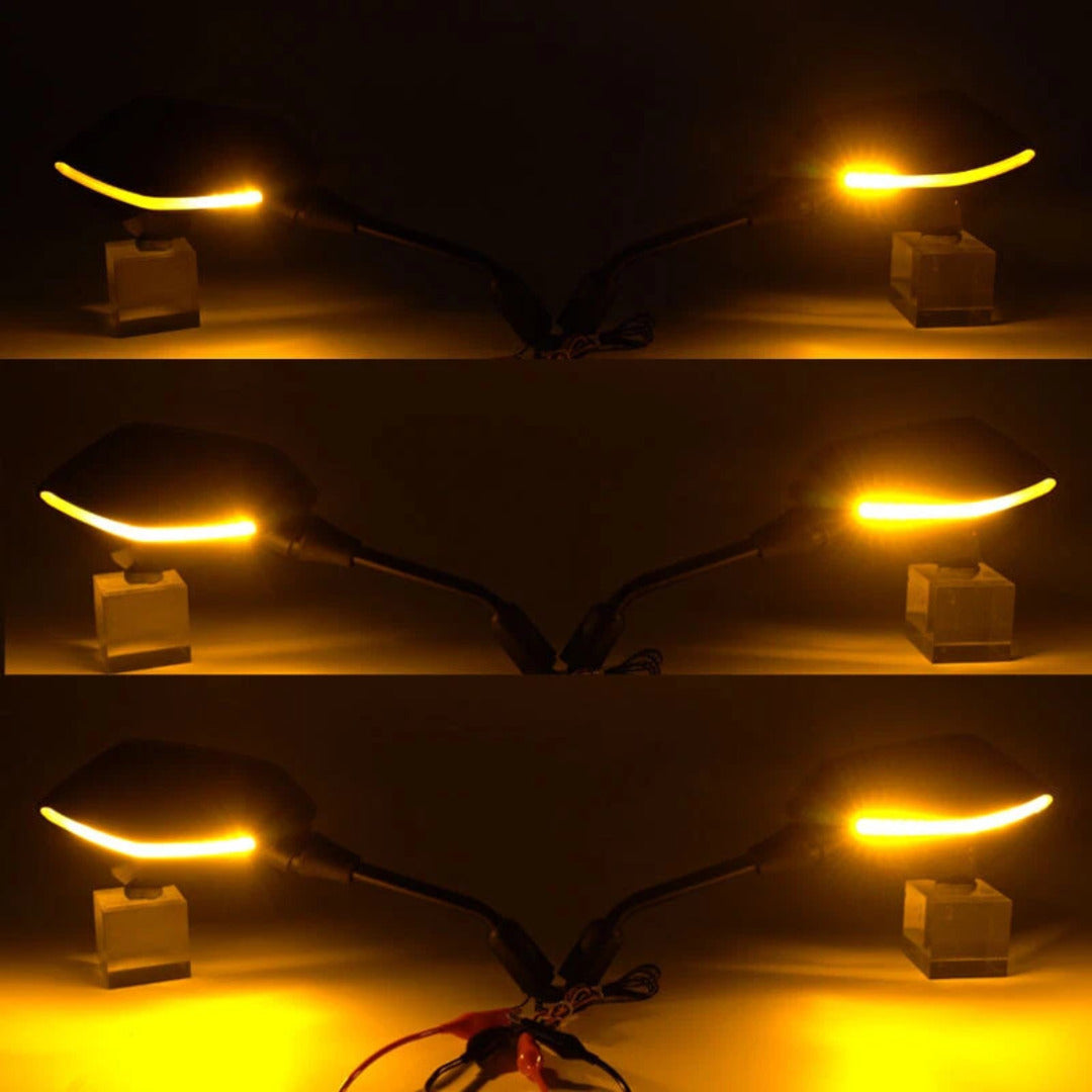 1 Pc Universal Motorcycle Rear view Mirror 12V LED Turn Signal Lights Side Mirrors With Front Arrow Led Turn Signal