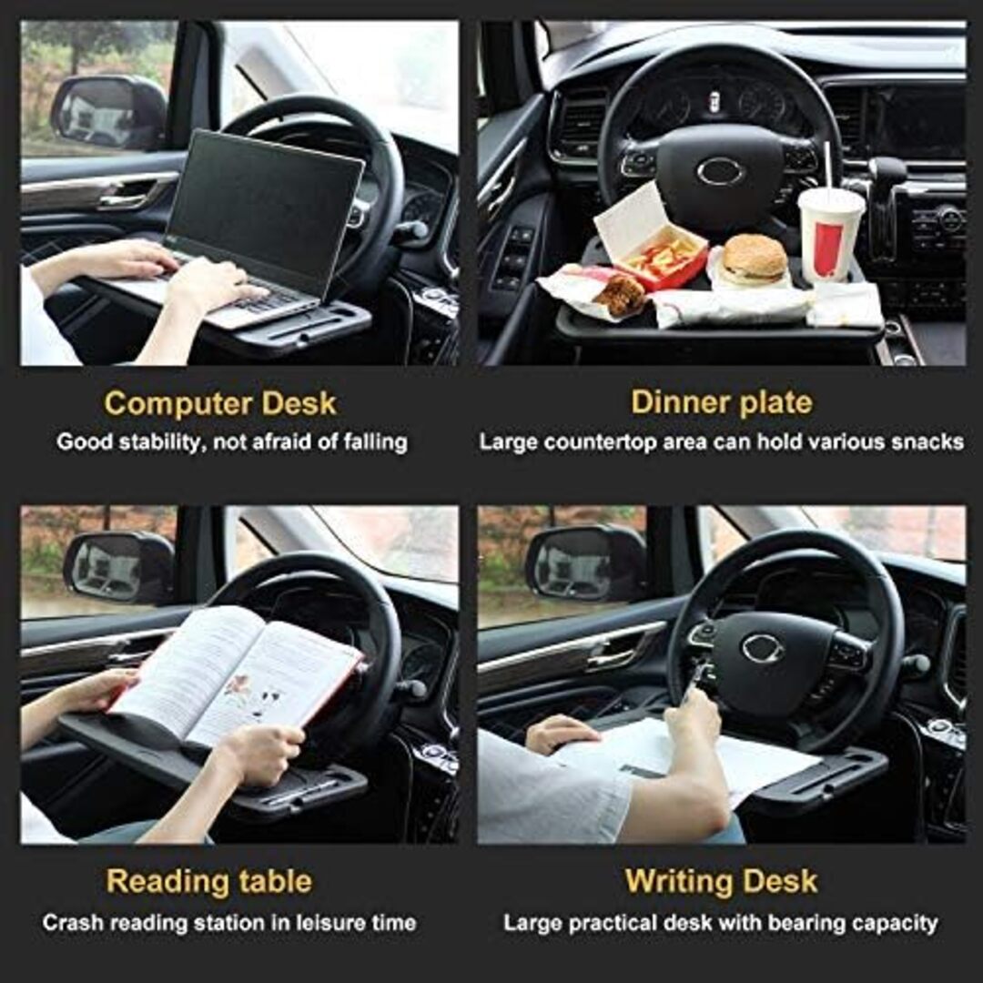 1 Pc Universal Portable Car Steering Wheel Desk Table, Multi-function Steering Wheel Double-sided Trays In ABS Material