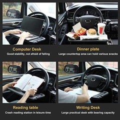 1 Pc Universal Portable Car Steering Wheel Desk Table, Multi-function Steering Wheel Double-sided Trays In ABS Material