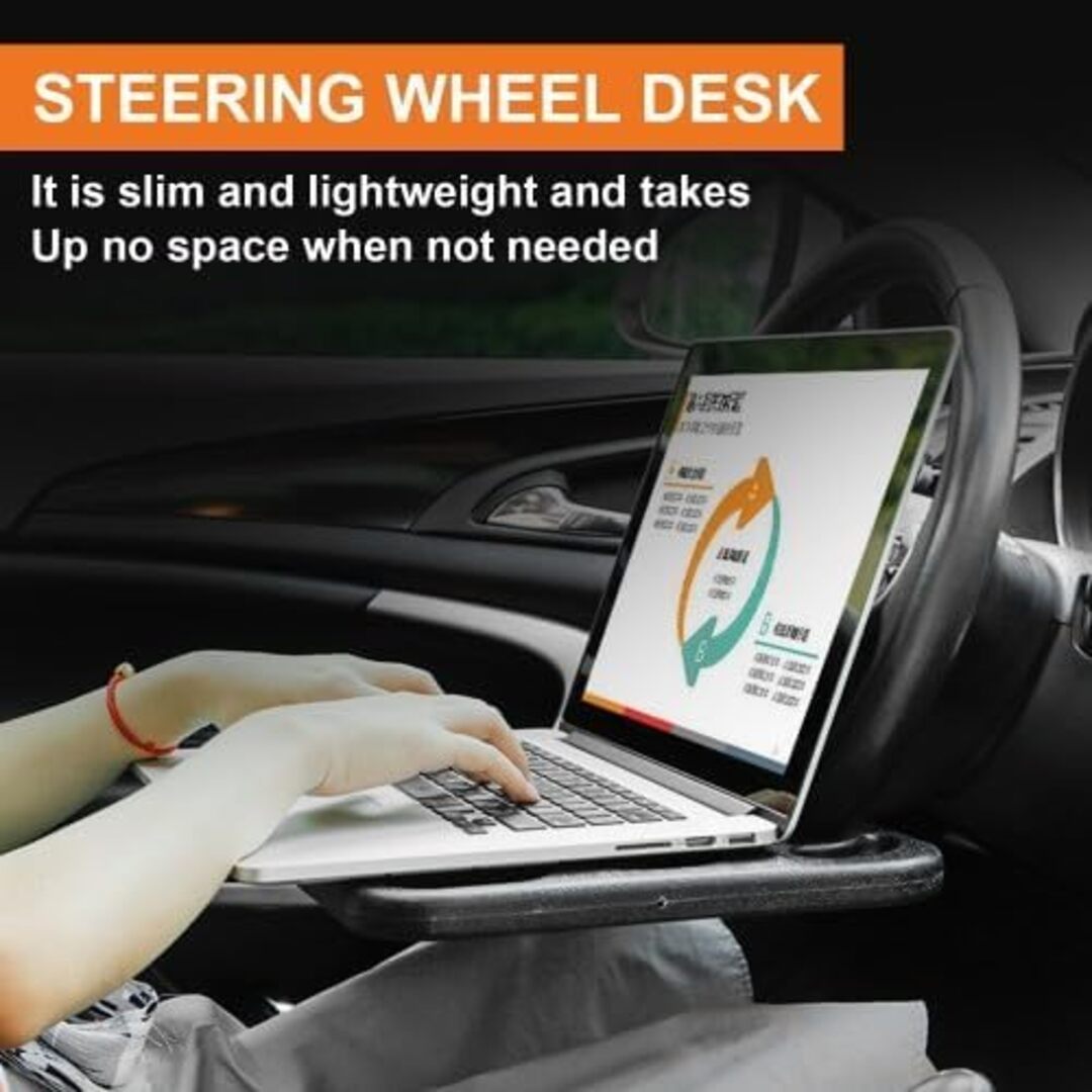 1 Pc Universal Portable Car Steering Wheel Desk Table, Multi-function Steering Wheel Double-sided Trays In ABS Material