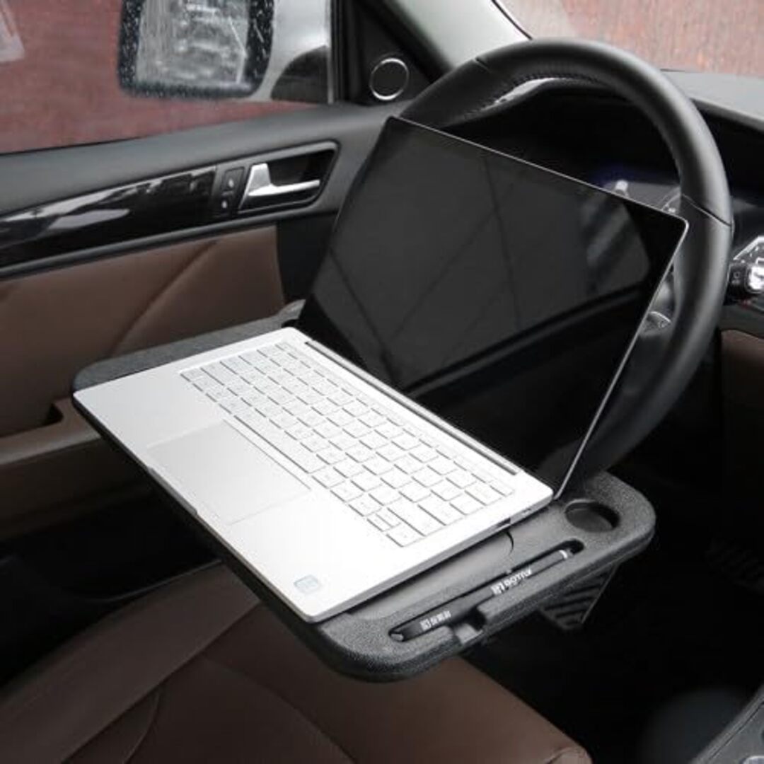 1 Pc Universal Portable Car Steering Wheel Desk Table, Multi-function Steering Wheel Double-sided Trays In ABS Material