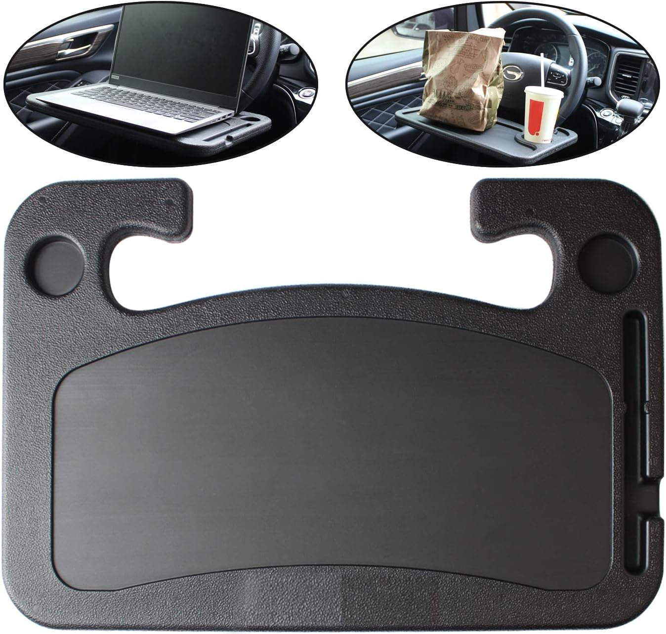 1 Pc Universal Portable Car Steering Wheel Desk Table, Multi-function Steering Wheel Double-sided Trays In ABS Material